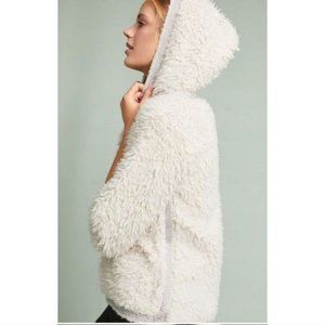 Anthropologie Akemi + Kin White Sherpa Jersey Lined Stitch Hoodie Ivory Size M